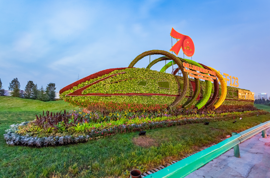 立体花坛,五色草造型,绿雕
