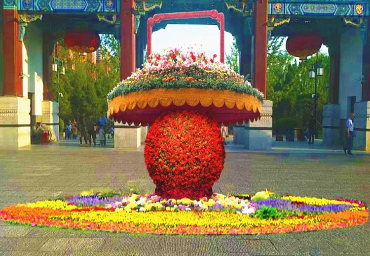 立体花坛,五色草造型,绿雕