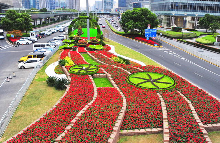 立体花坛,五色草造型,绿雕